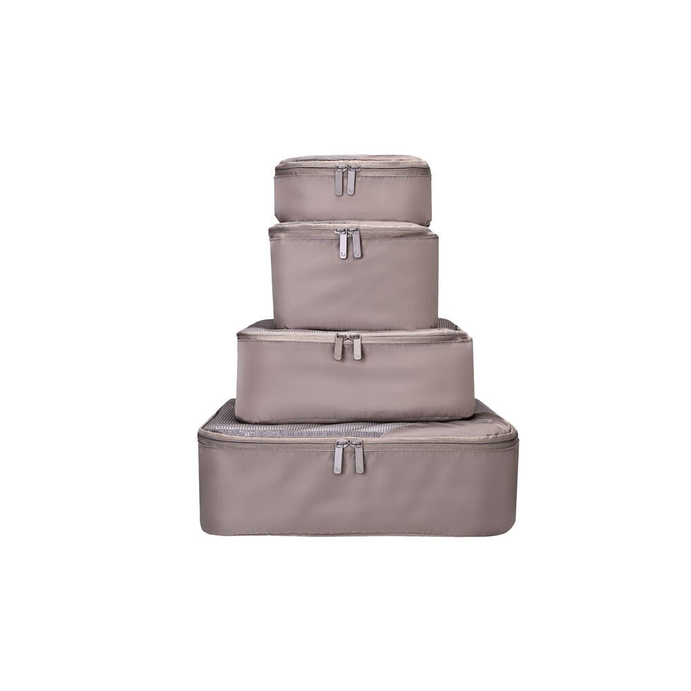 2x 4pc Paklite Travelling Packing Cubes Organiser Accessory Set Clay