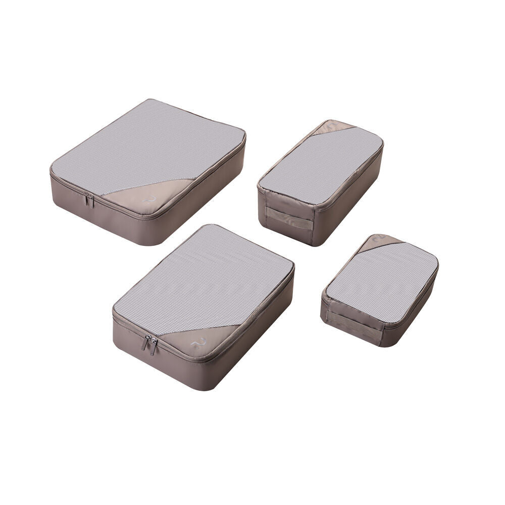 2x 4pc Paklite Travelling Packing Cubes Organiser Accessory Set Clay
