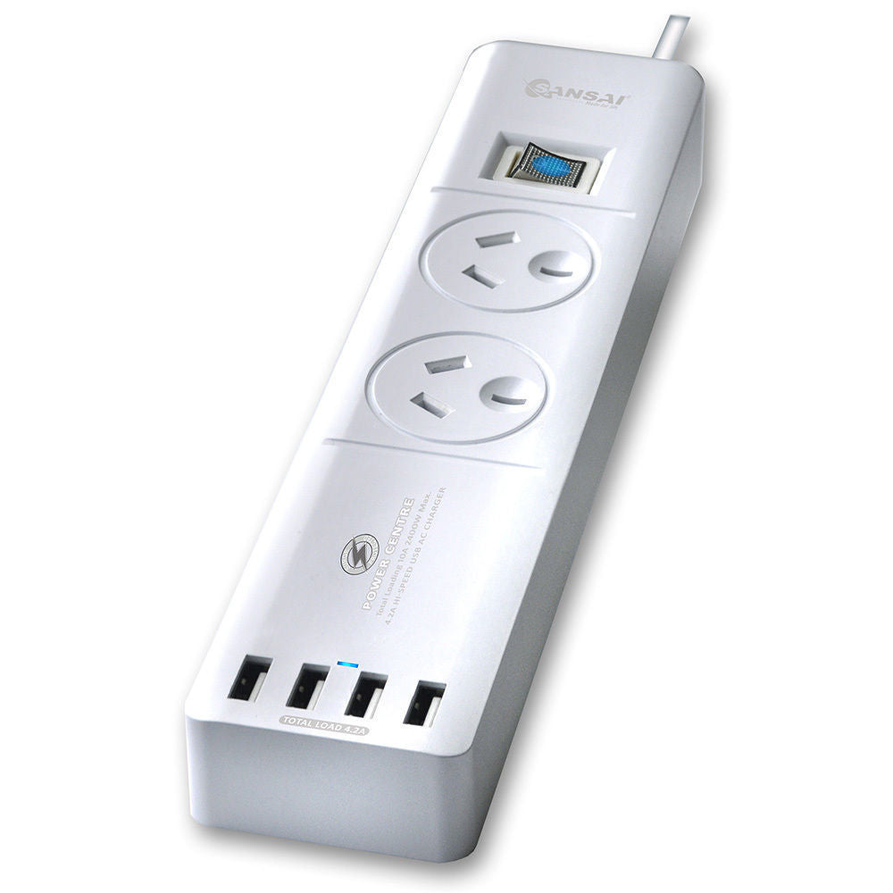 2pc Power Board 2 Way Outlets w/ 4 USB Charging Ports & Surge Protector
