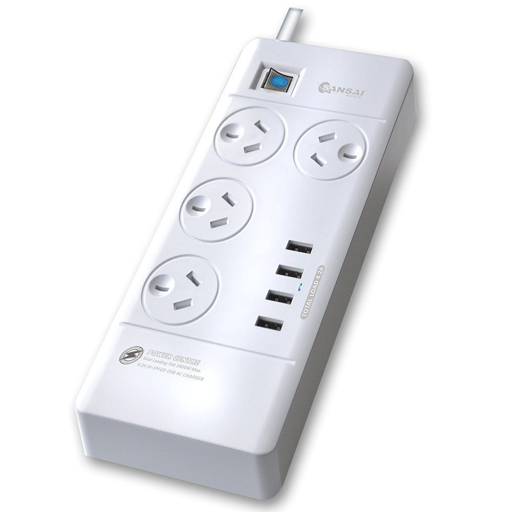 2pc Power Board 4 Way Outlets w/ 4 USB Charging Ports & Surge Protector