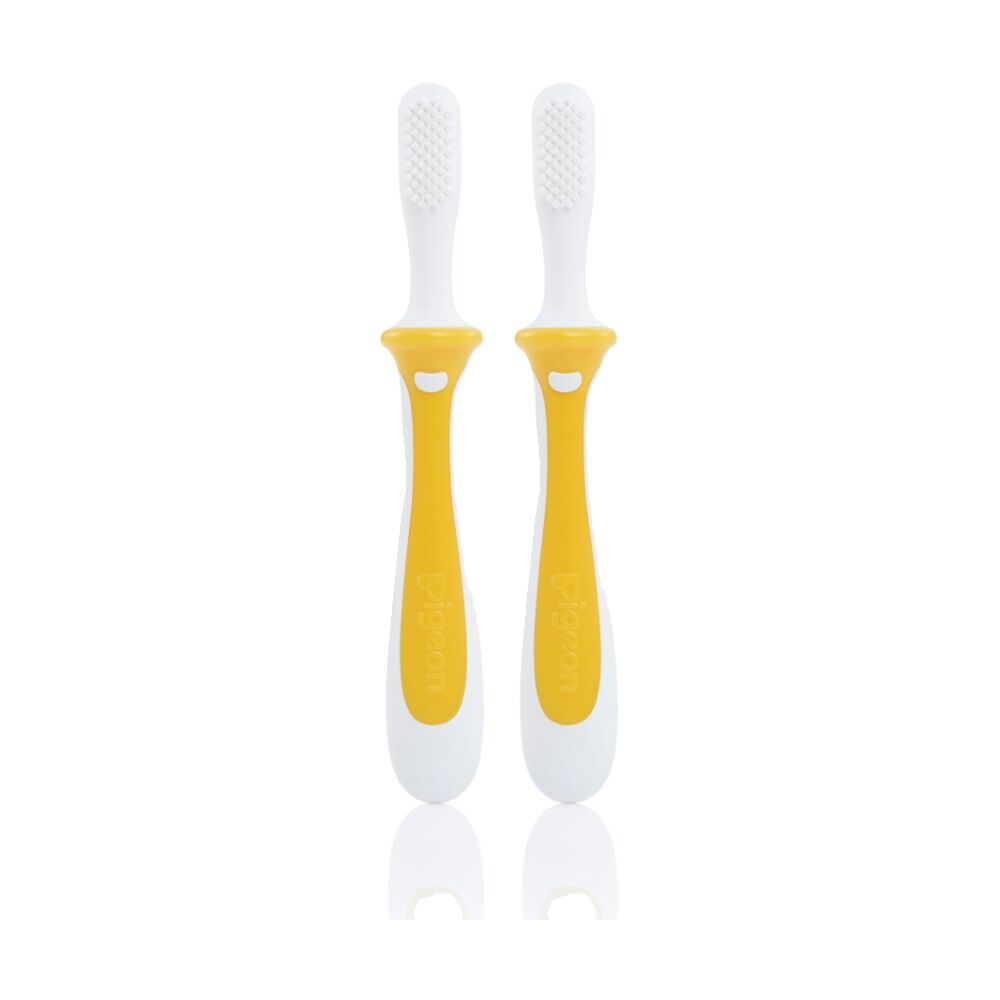 2PK Pigeon Training Baby Toothbrush Step 1 Soft Bristle Safety Shield