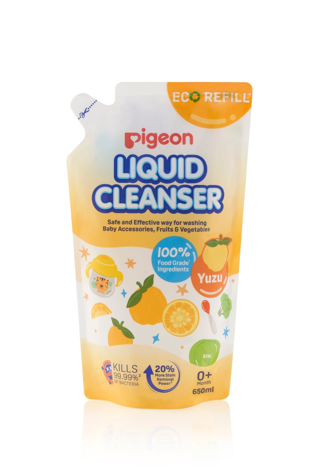 2PK Pigeon Liquid Cleanser 650ml Refill Citrus Food Safe Baby Bottle Wash