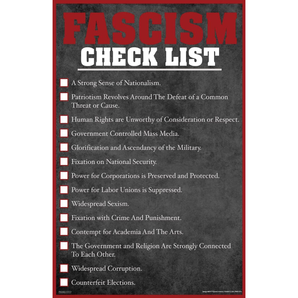 Impact Merch Fascism Checklist Poster Wall Decor 91x61cm