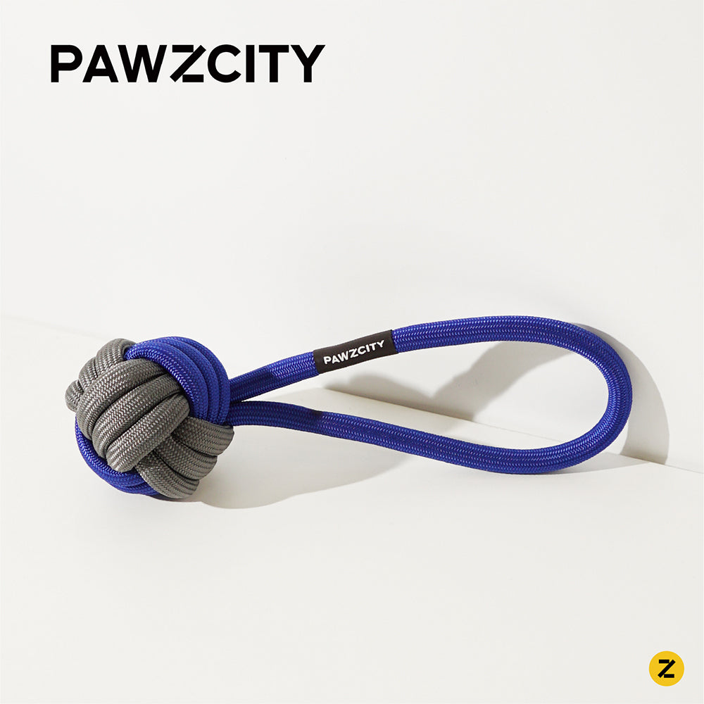2PK Pawzcity 21cm Interactive Rope Ball w/ Loop - Blueberry
