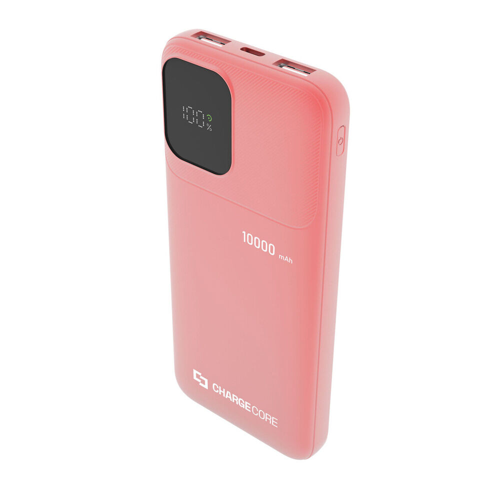 ChargeCore SafeCharge Max Powerbank 10000mAh USB-A to C & 8-Pin Sunset Coral