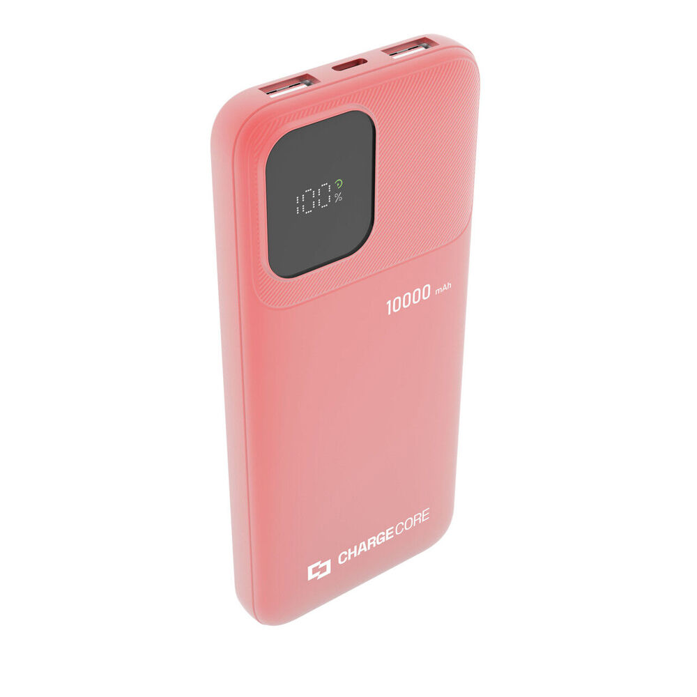 ChargeCore SafeCharge Max Powerbank 10000mAh USB-A to C & 8-Pin Sunset Coral