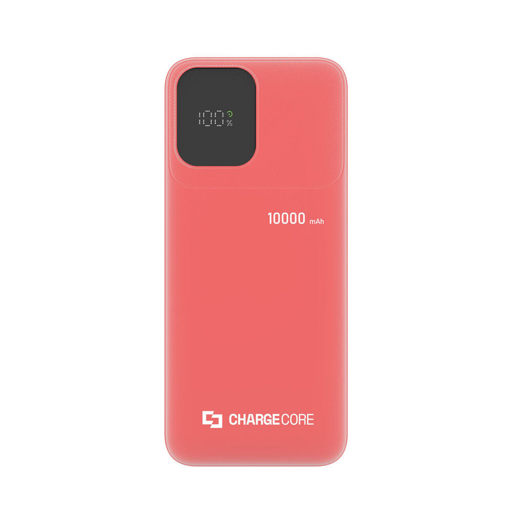 ChargeCore SafeCharge Max Powerbank 10000mAh USB-A to C & 8-Pin Sunset Coral