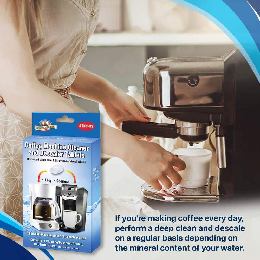 4pc Parker & Bailey Cleaner & Descaler Tablet For Coffee Machine 19cm