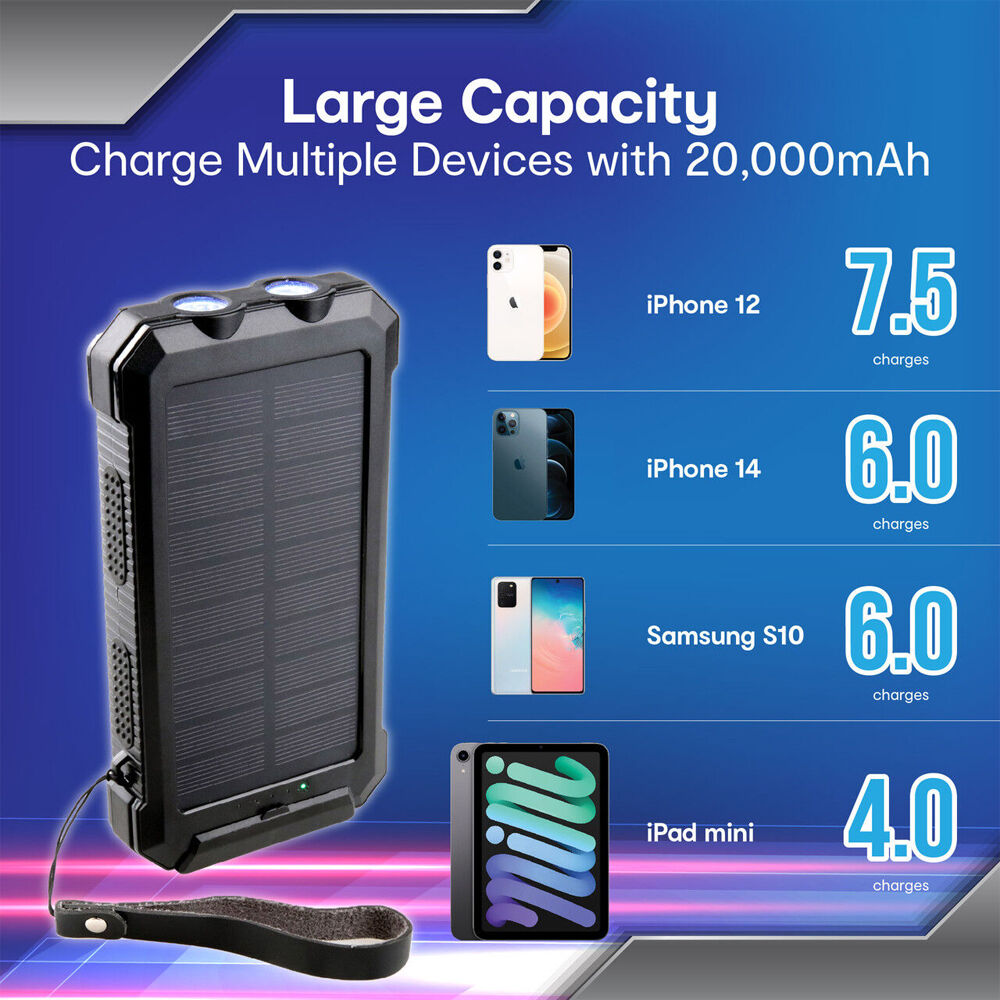 NRG Vault IP54 Solar Powerbank 20000mAh Durable Waterproof
