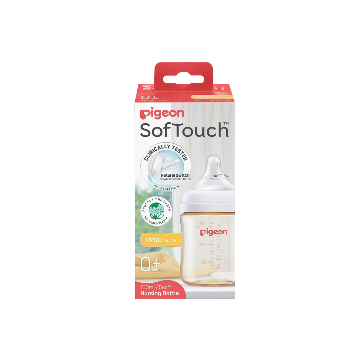 2PK Pigeon Softouch BPP Baby Bottle PPSU Anti-Colic 160ml 0m+