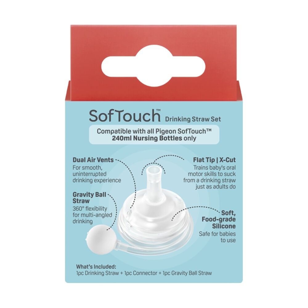 Pigeon Softouch Training Straw Set Gravity Ball Silicone 6m+ for Baby Bottle