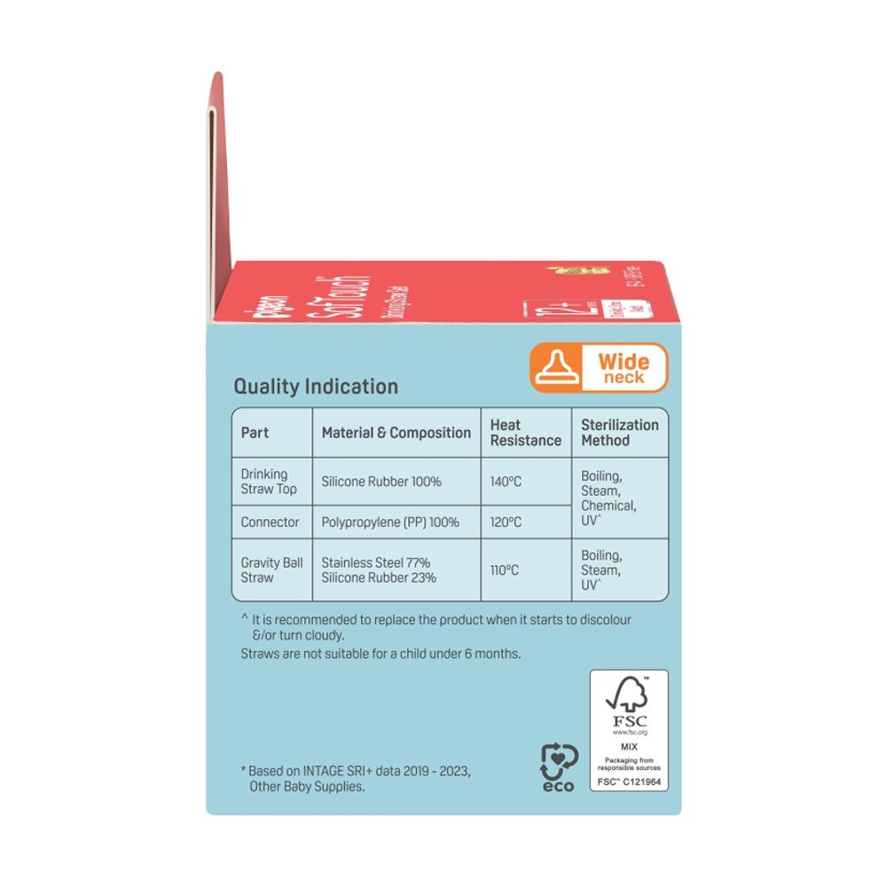 Pigeon Softouch Drinking Straw Set Nursing Baby Bottle Compatible 12m+
