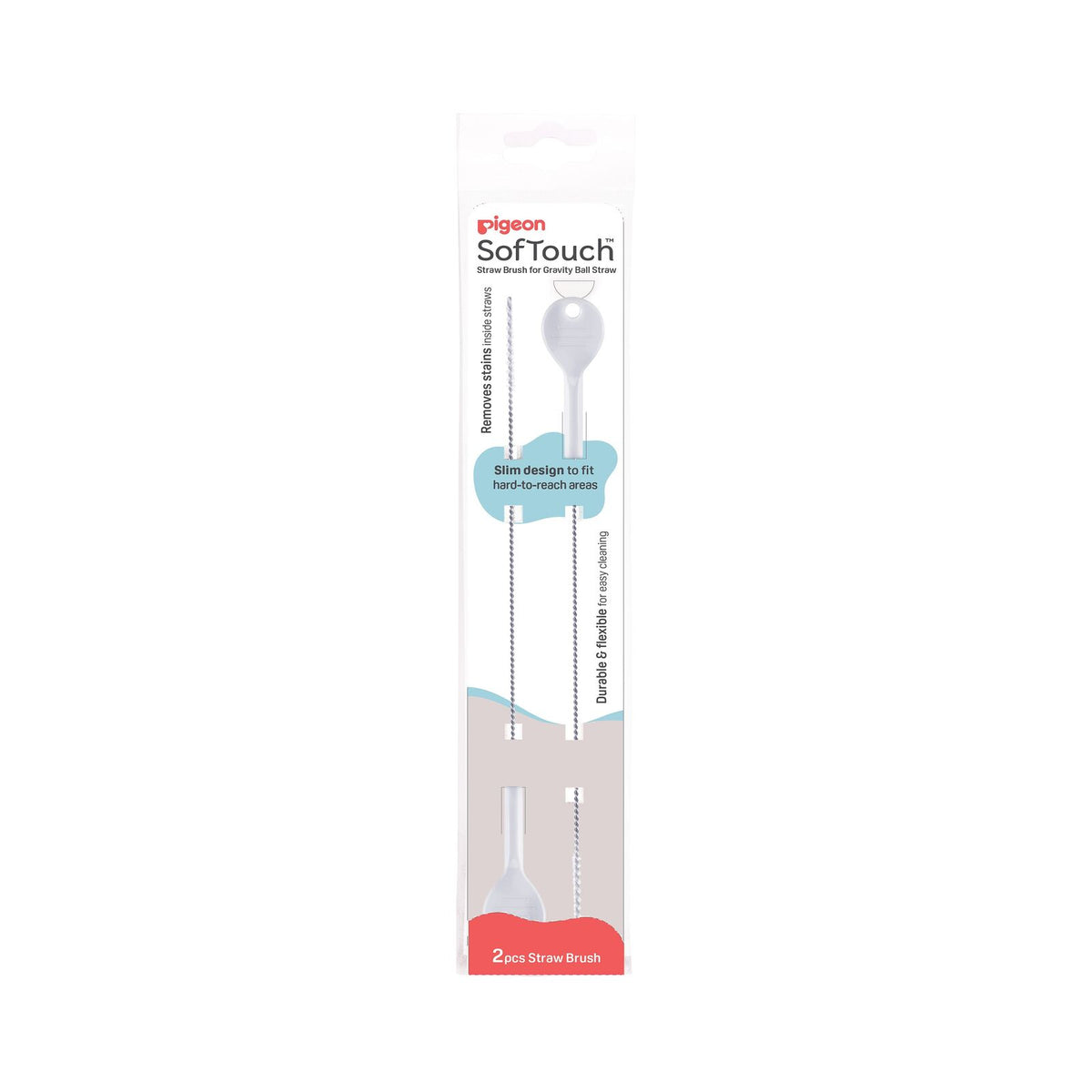 2PK Pigeon Softouch 2 Step Cleaning Straw Brush Durable Tool