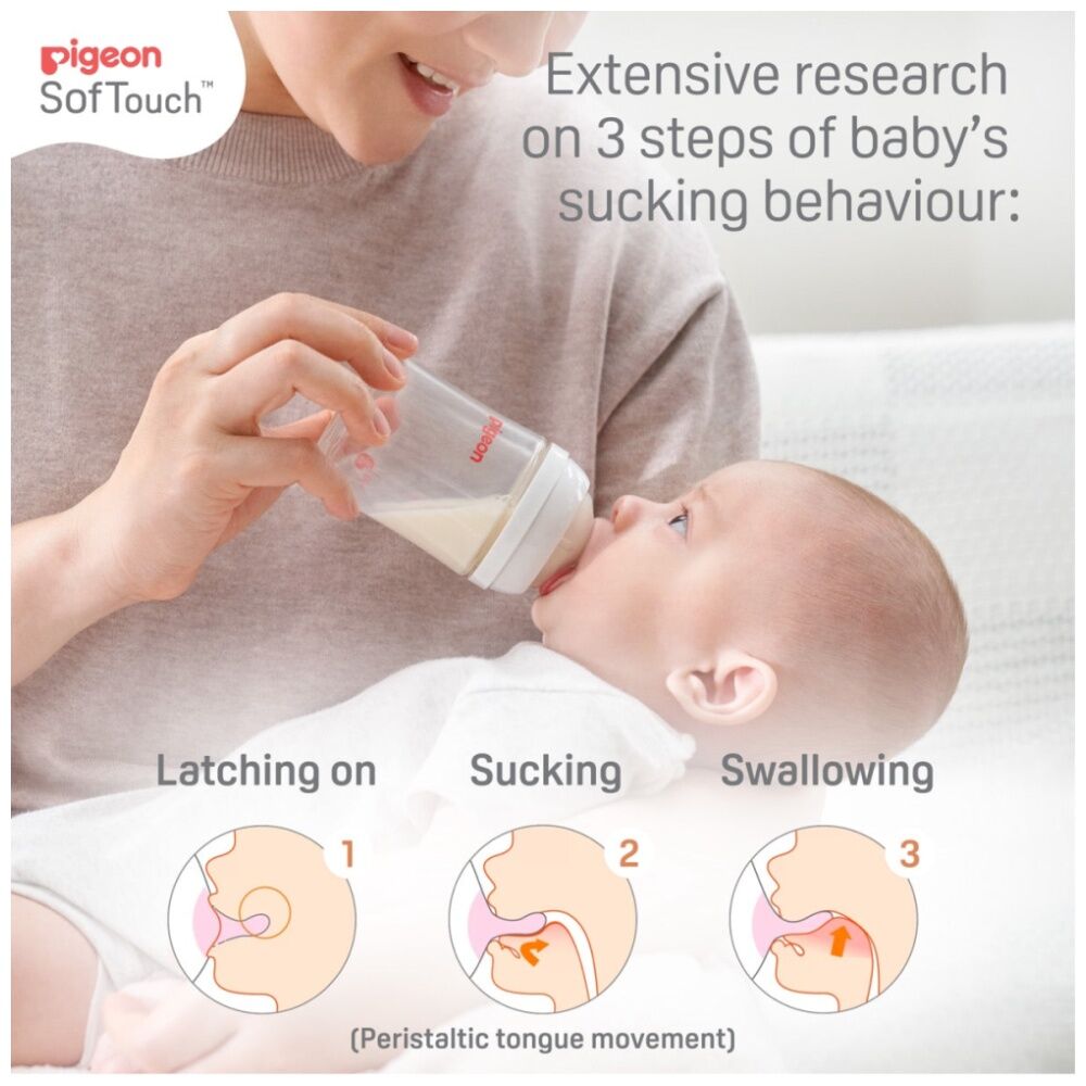Pigeon SofTouch III Bottle T-Ester 200ml Leaf Anti-Colic Steriliser Safe 0m+