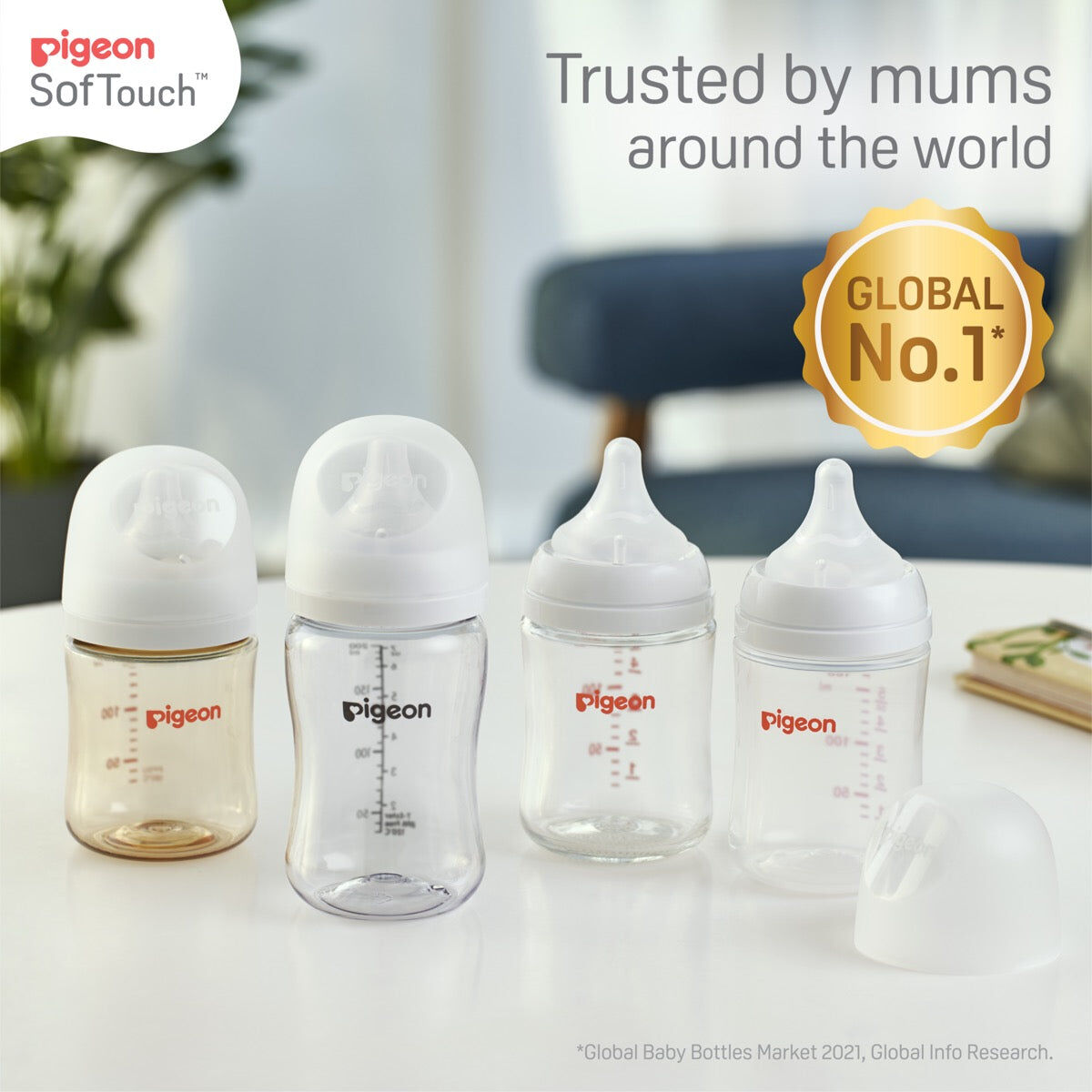 2PK Pigeon SofTouch III Bottle T-Ester 200ml Leaf Anti-Colic 0m+