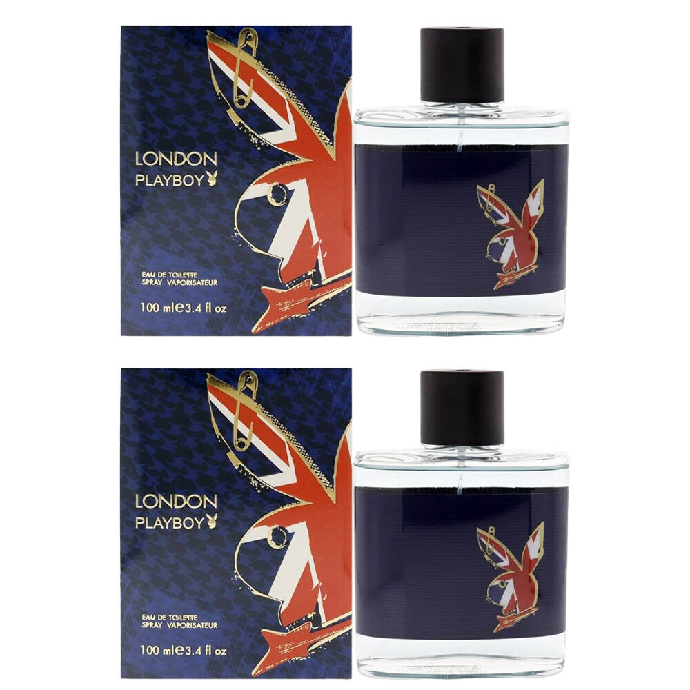 2PK Playboy London Mens Fragrance EDT Eau De Toilette Spray Bottle 100mL