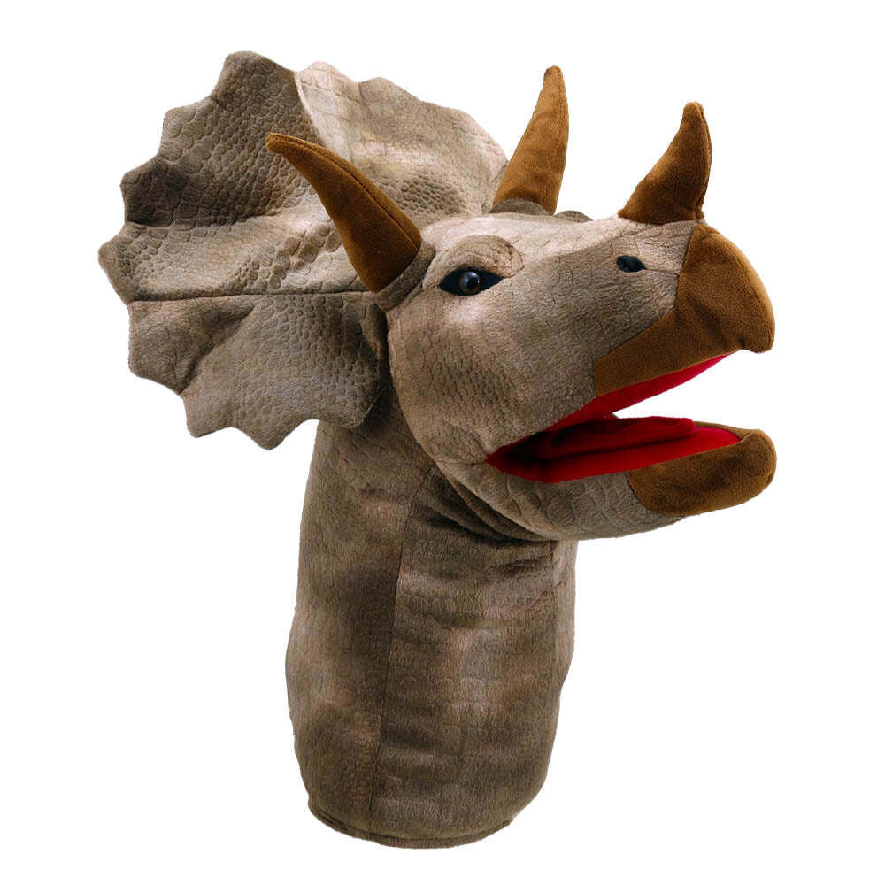 The Puppet Company Triceratops Large Dino Heads 43cm Hand Toy Brown 12m+