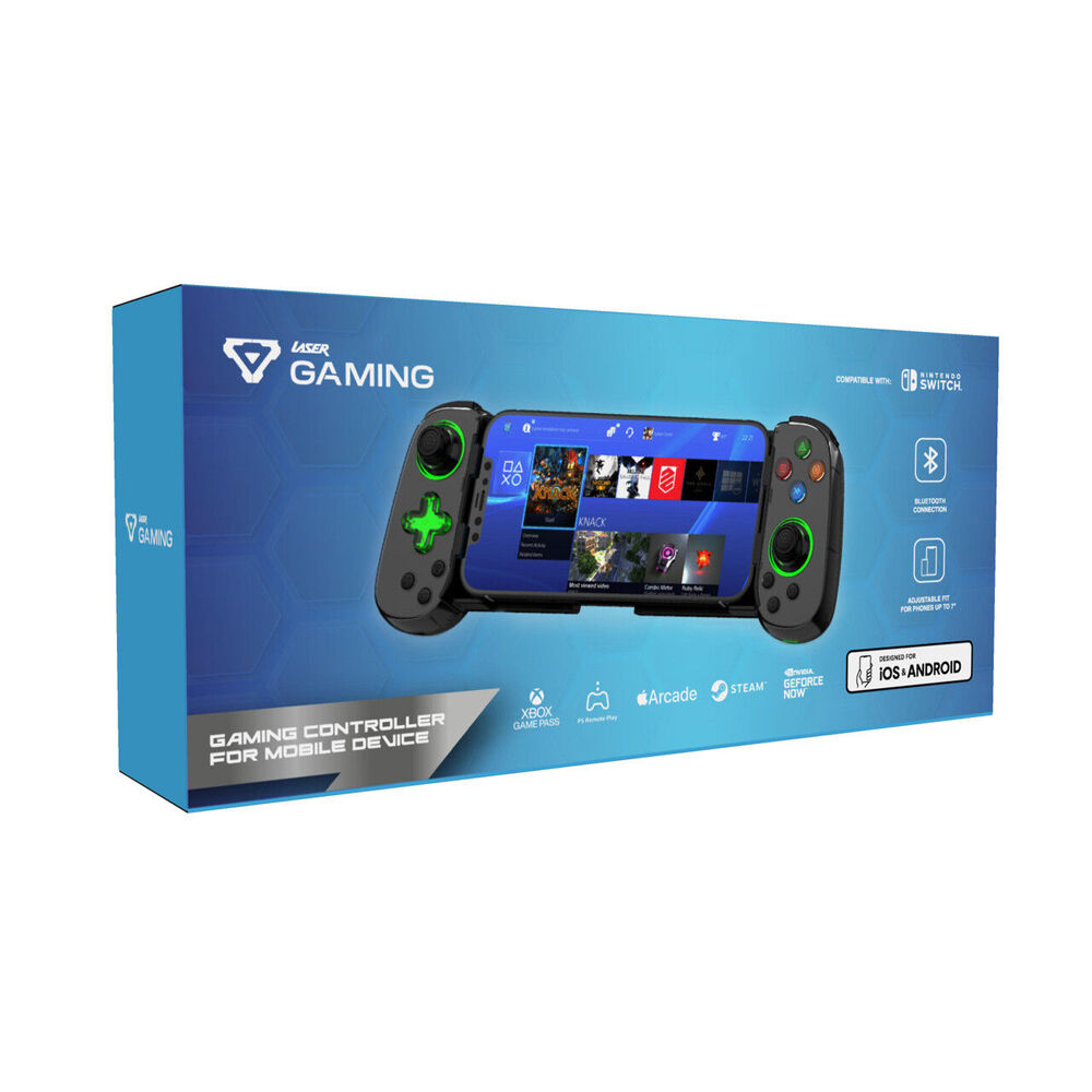 Laser Gaming 7in Bluetooth Wireless Controller for Mobile Devices USB Charging