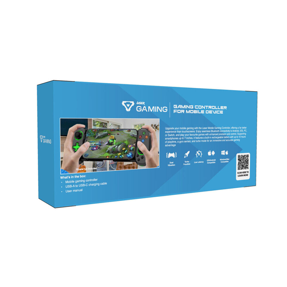 Laser Gaming 7in Bluetooth Wireless Controller for Mobile Devices USB Charging