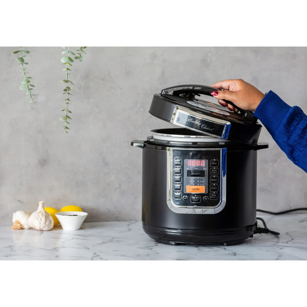 Healthy Choice 1000W Electric Multifunction Slow/Pressure Cooker 6L Black/Silver