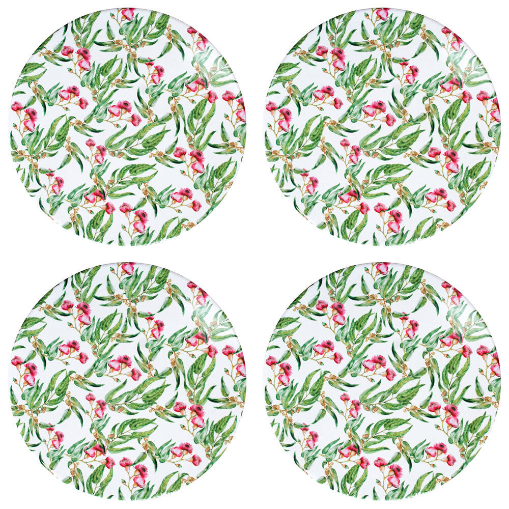 4PK LVD Ceramic/Cork Placemat Trivet Gum Leaves Home/Kitchen Decor Round 25cm