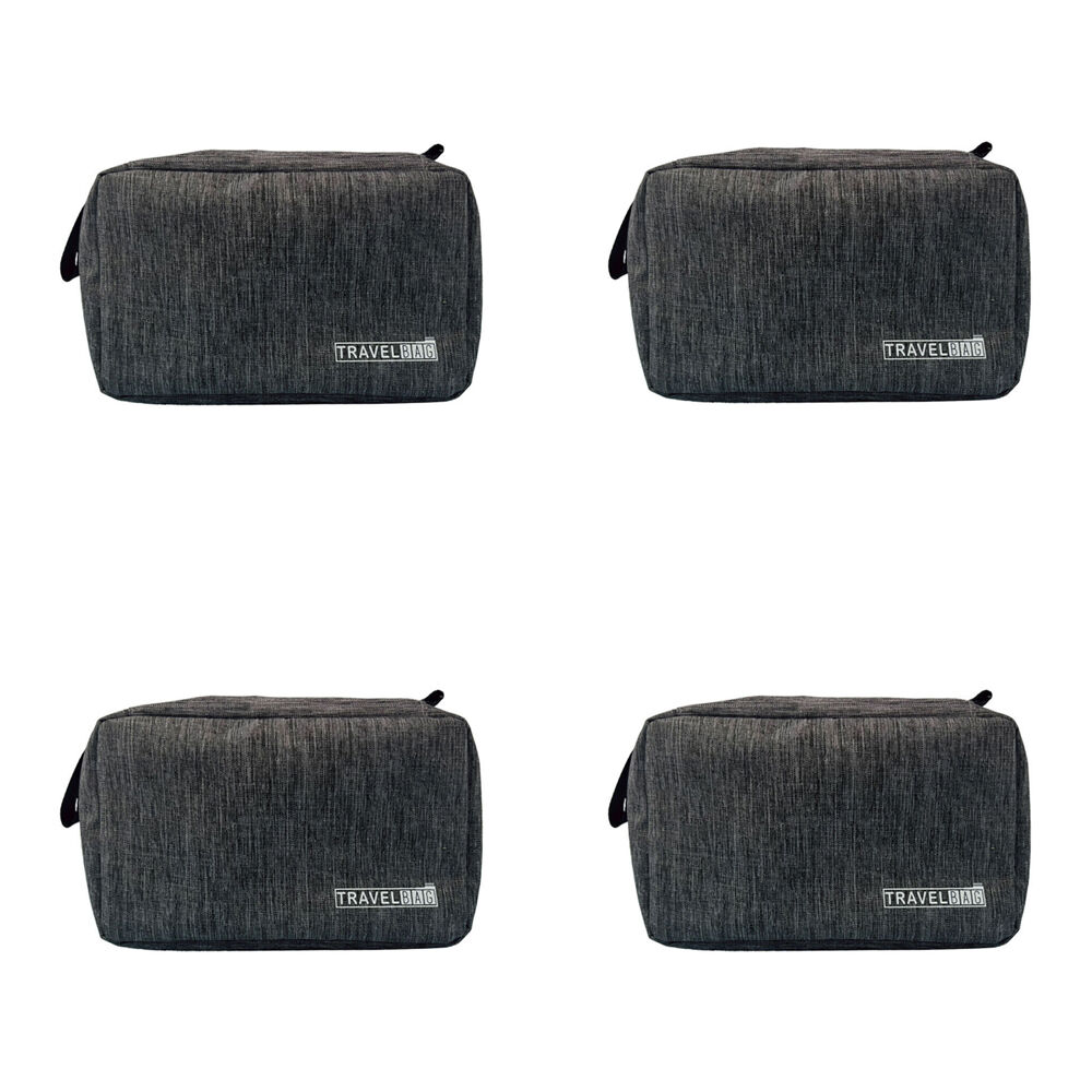 4PK Frankie & Me Women's Rectangular Zip Cosmetics Hanging Toiletry Bag 24.5cm Grey