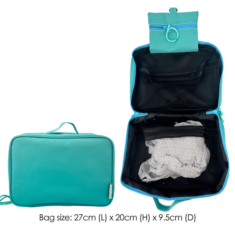 2PK Frankie & Me Women's Zip Makeup Cosmetics Hanging Travel Toiletry Bag 27cm Green