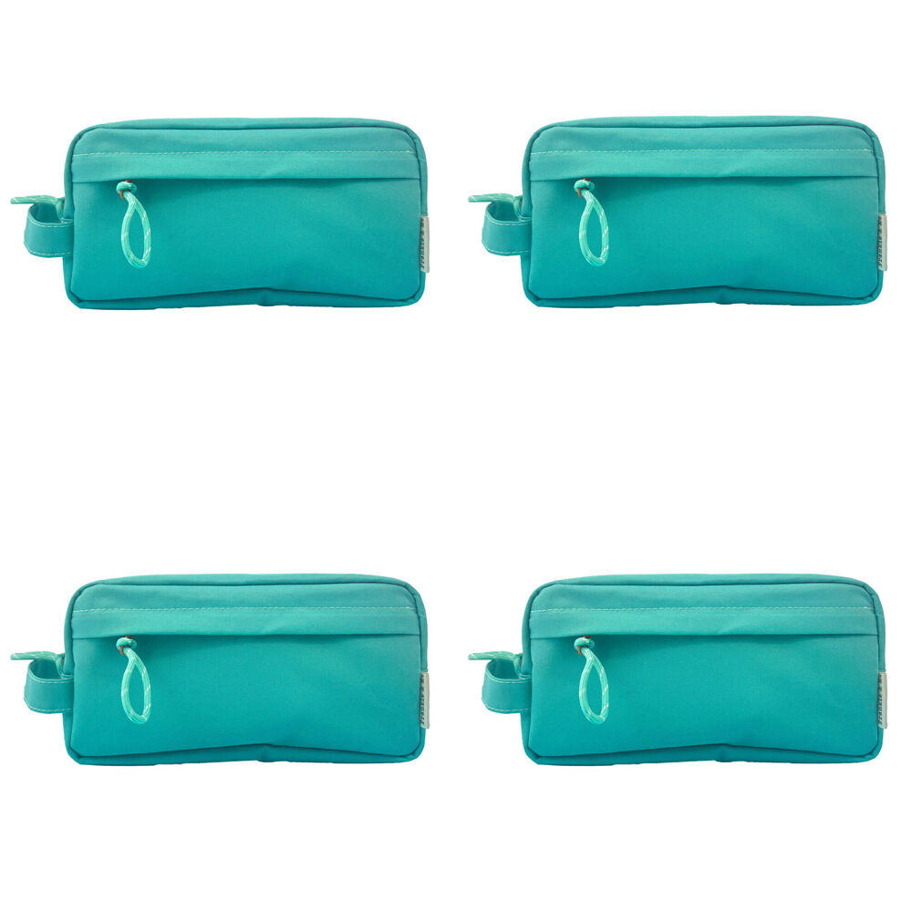 4PK Frankie & Me Women's Rectangular Zip Makeup Cosmetics Toiletry Bag 25x13cm Green
