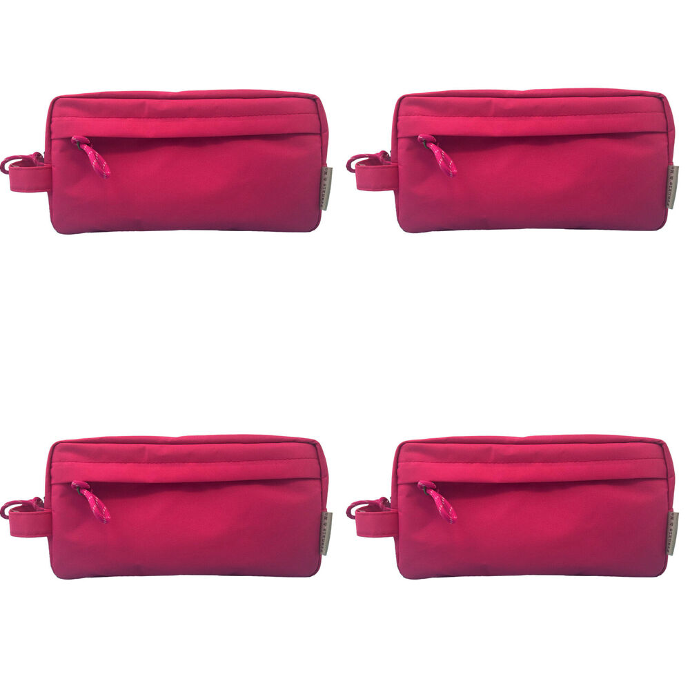 4PK Frankie & Me Women's Rectangular Zip Makeup Cosmetics Toiletry Bag 25x13cm Pink