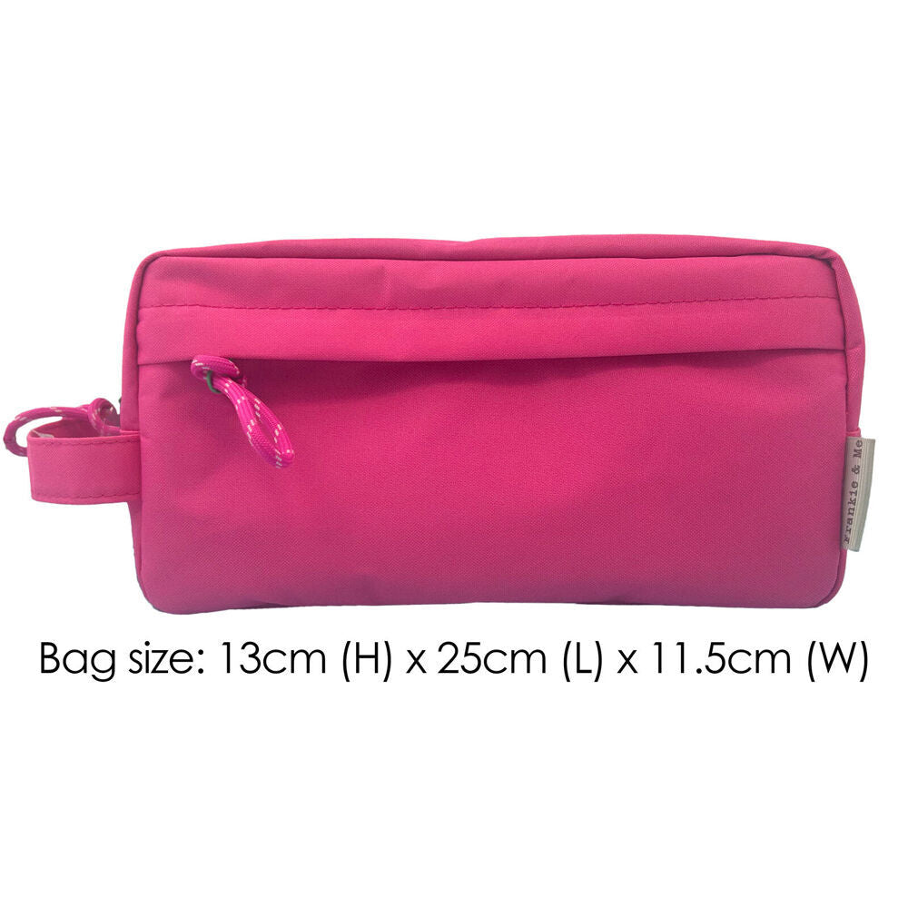 4PK Frankie & Me Women's Rectangular Zip Makeup Cosmetics Toiletry Bag 25x13cm Pink