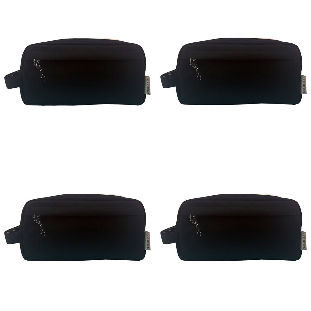4PK Frankie & Me Women's Rectangular Zip Makeup Cosmetics Toiletry Bag 25x13cm Black