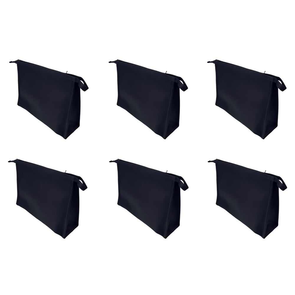 6PK Frankie & Me Women's Zip Makeup Cosmetics Travel Toiletry Bag 24.5x18cm Black