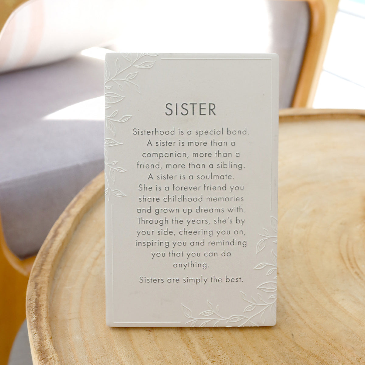 2PK Splosh Precious Quote Sister Ceramic Standing/Hanging Decor White 16cm
