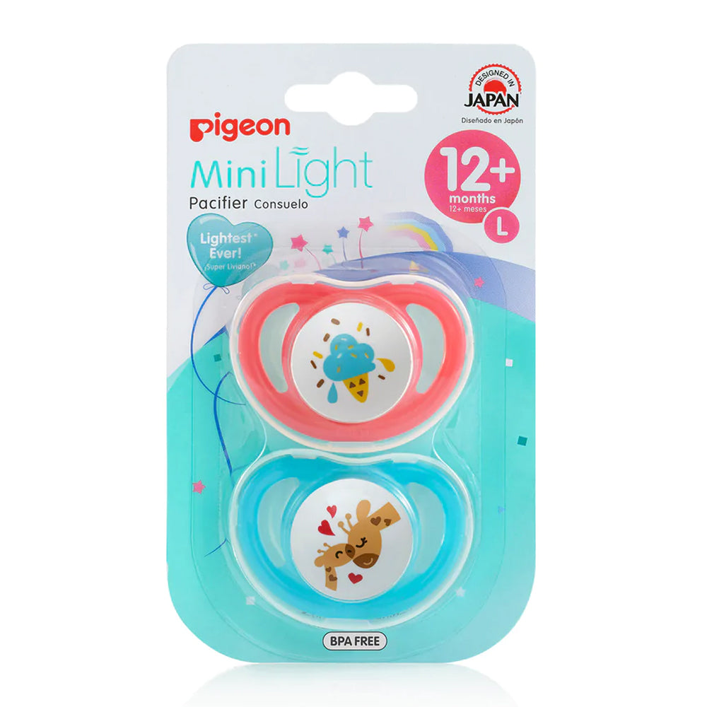 2pc Pigeon Baby Mini Light Pacifier Large 12m+ Assorted