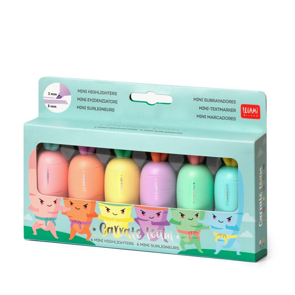 4x 6pc Legami Mini Highlighters Carrot Shaped Coloured Set Fun Stationery