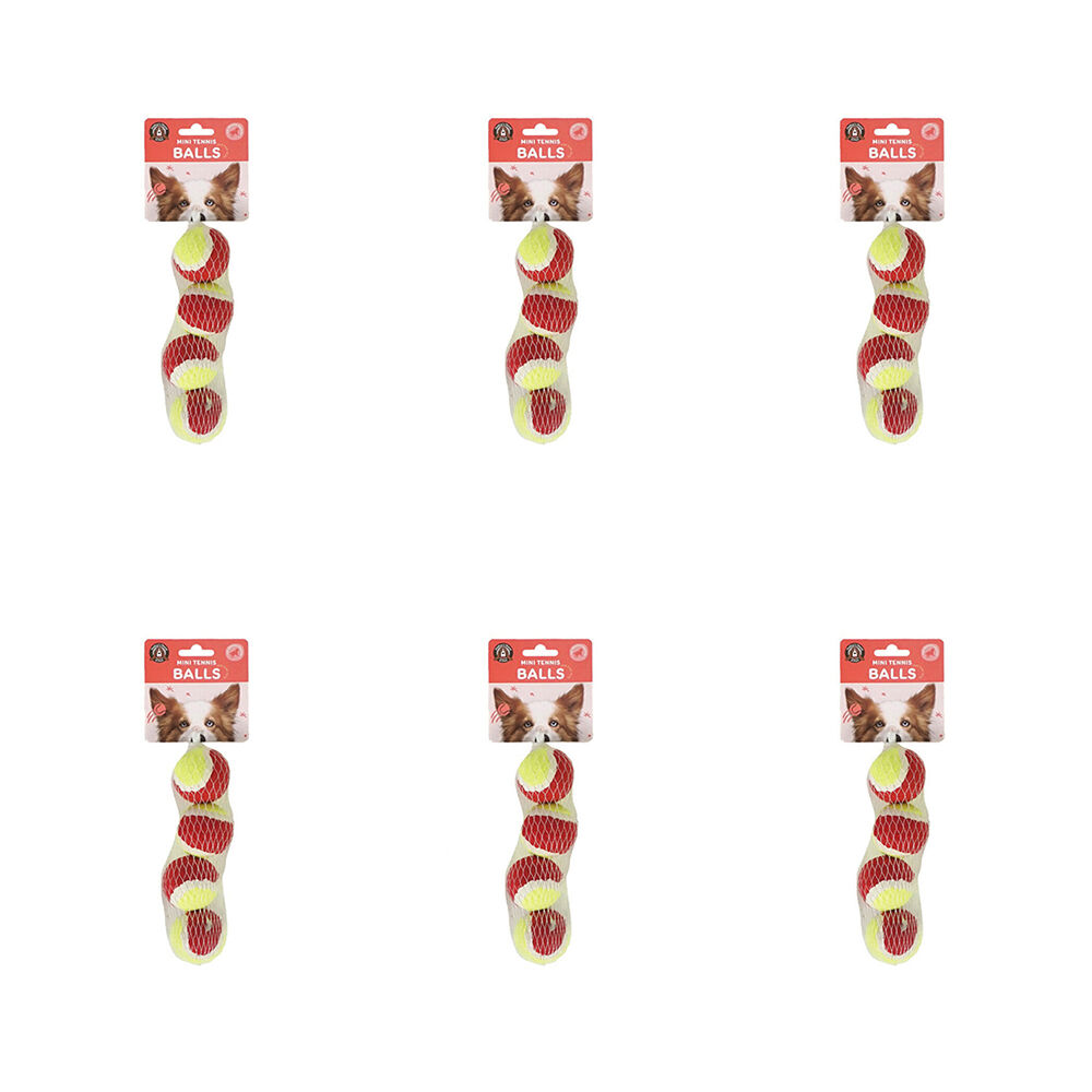 6x 4pc Dudley's World of Pets Mini Rubber Balls Dog Toy 4.2cm - Assorted