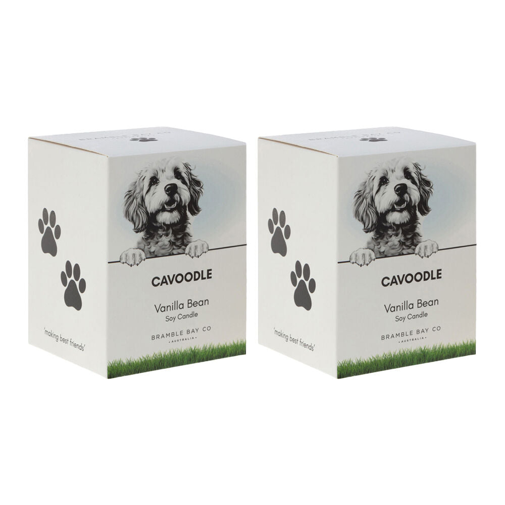 2PK Bramble Bay Cavoodle Soy Candle Warm Vanilla Scented Home Fragrance 300g