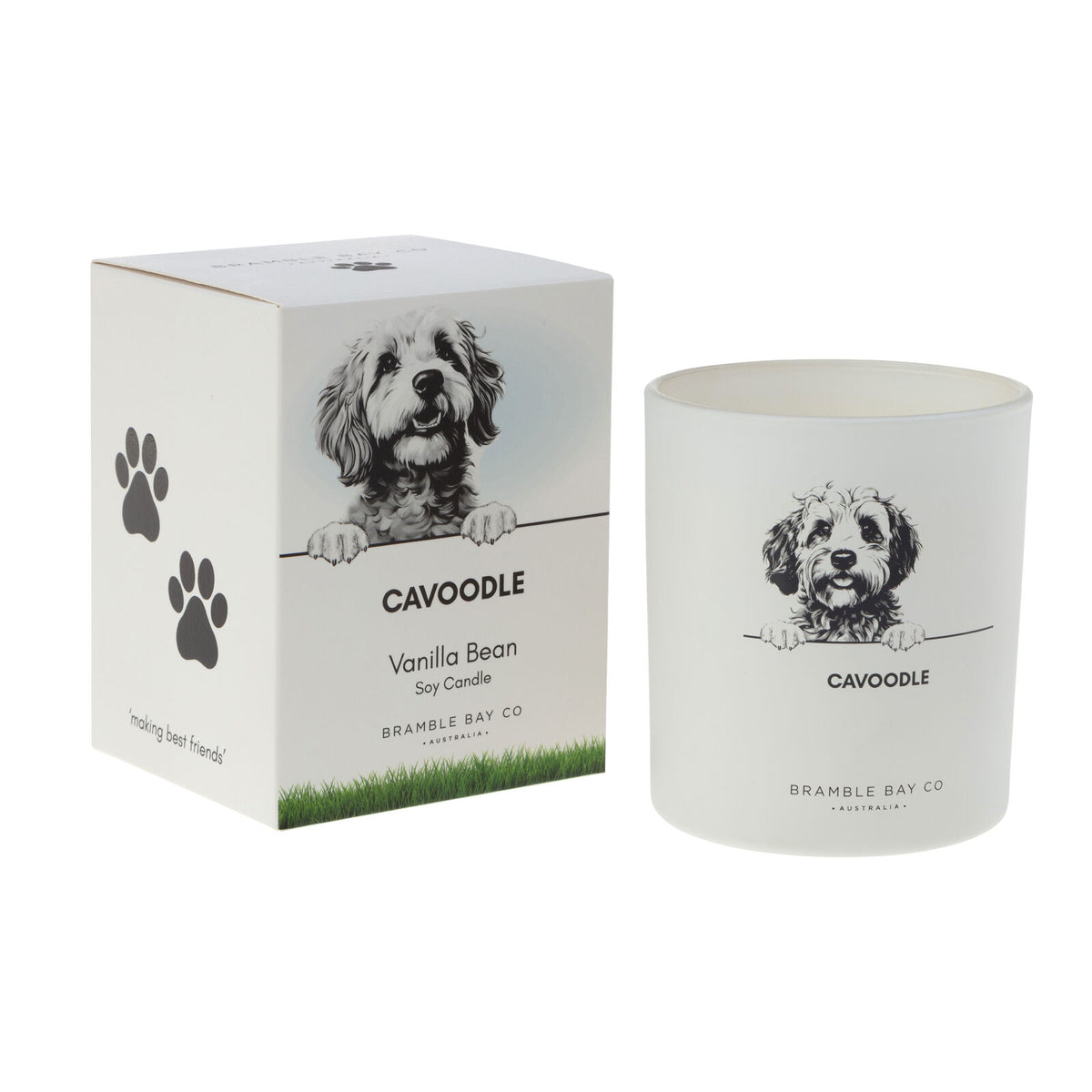 2PK Bramble Bay Cavoodle Soy Candle Warm Vanilla Scented Home Fragrance 300g