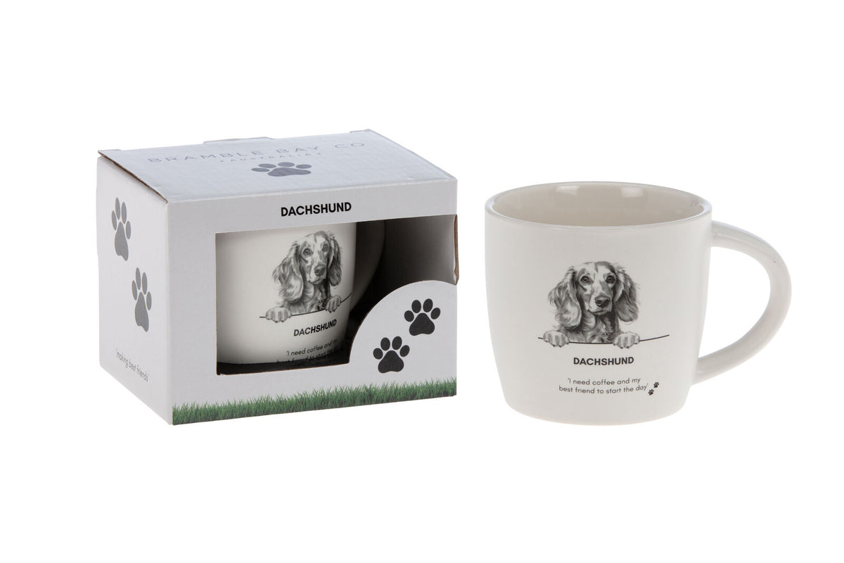 4PK Bramble Bay Dachshund Dog Print Novelty/Coffee Mug White