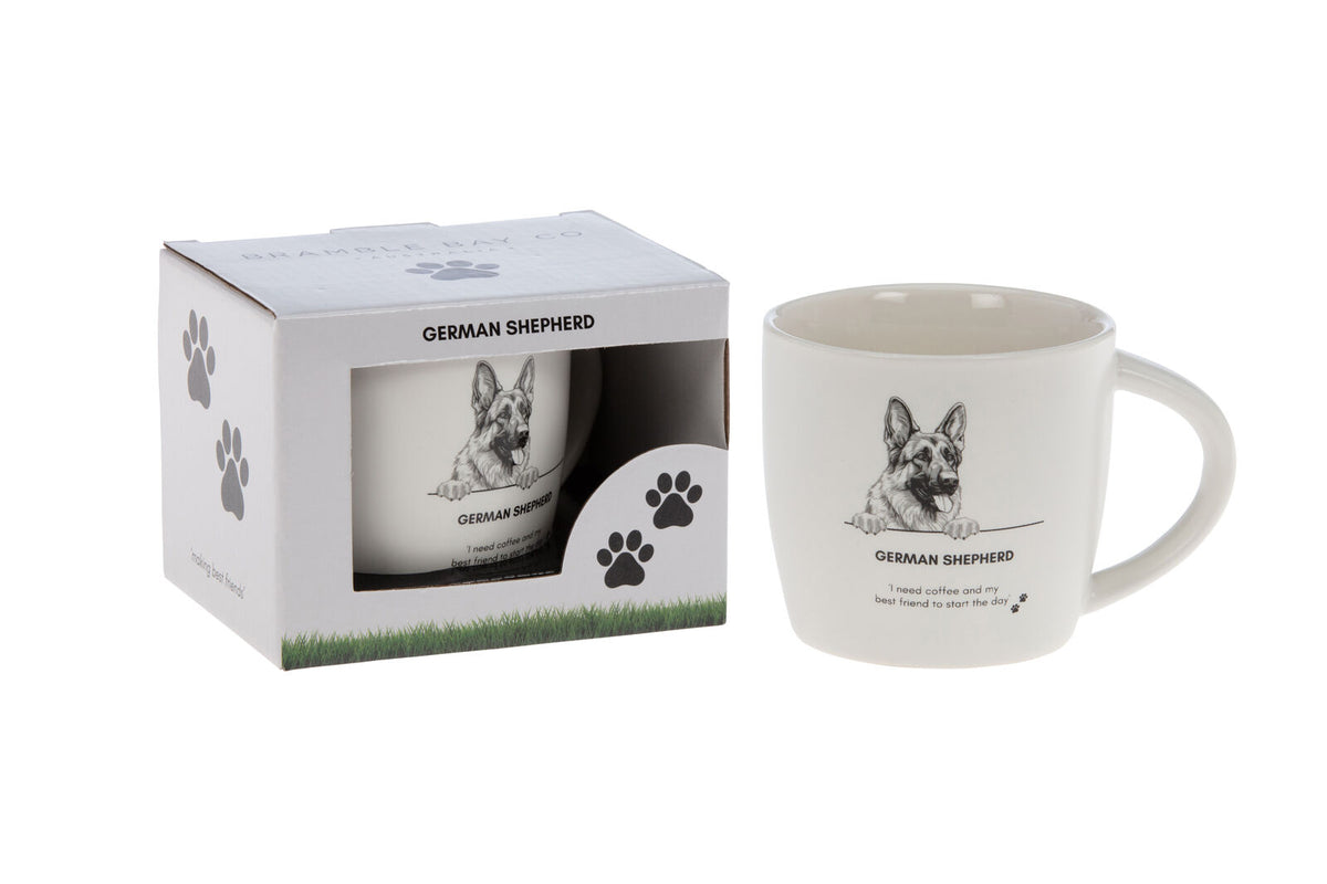 4PK Bramble Bay German Shepherd Dog Print Novelty/Coffee Mug White