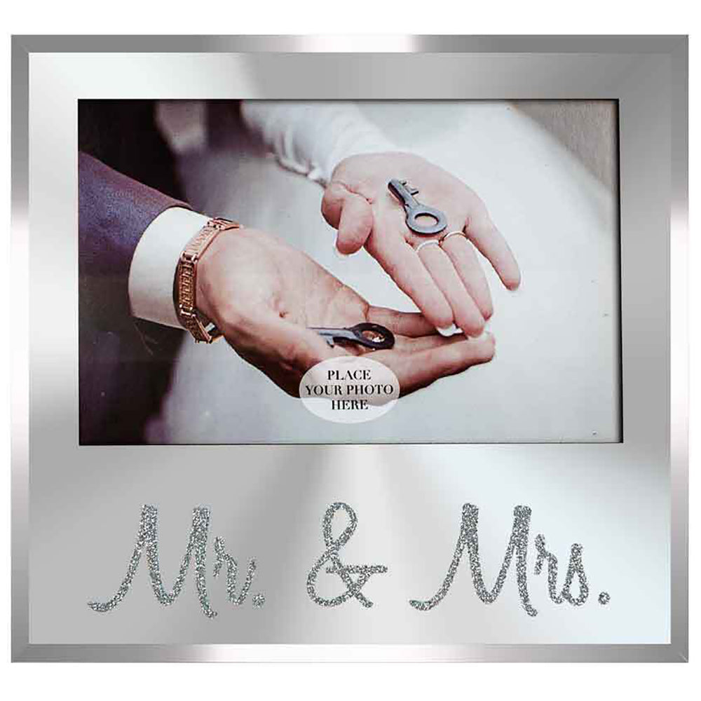 3x Mr & Mrs Silver Text 6x4 Inch Keepsake Novelty Photo Frame