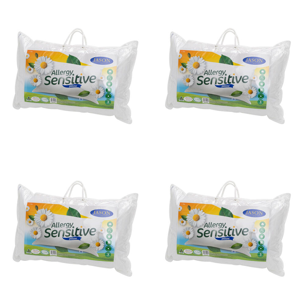 4PK Jason Firm Allergy Sensitive Washable Pillow - White