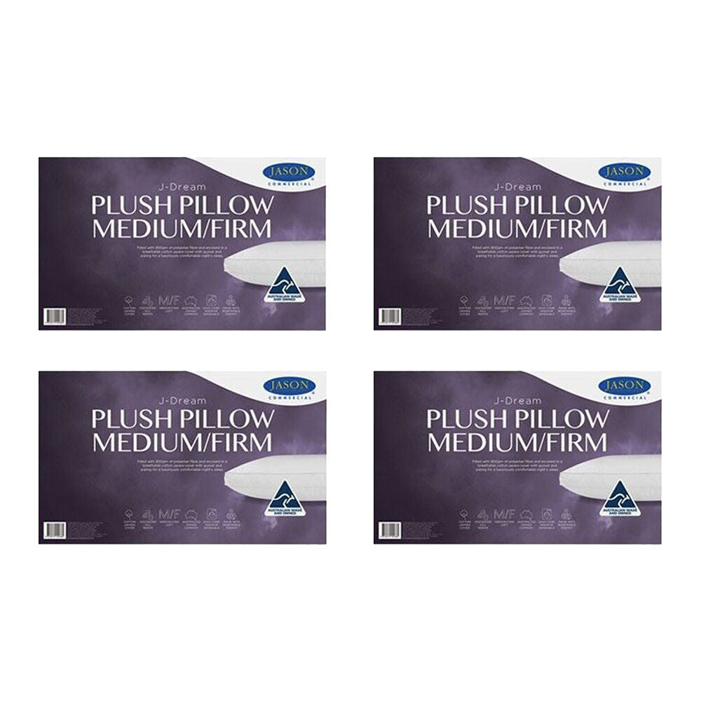 4PK Jason Commercial J-Dream Plush Medium/Firm Gusseted Pillow 48x73cm