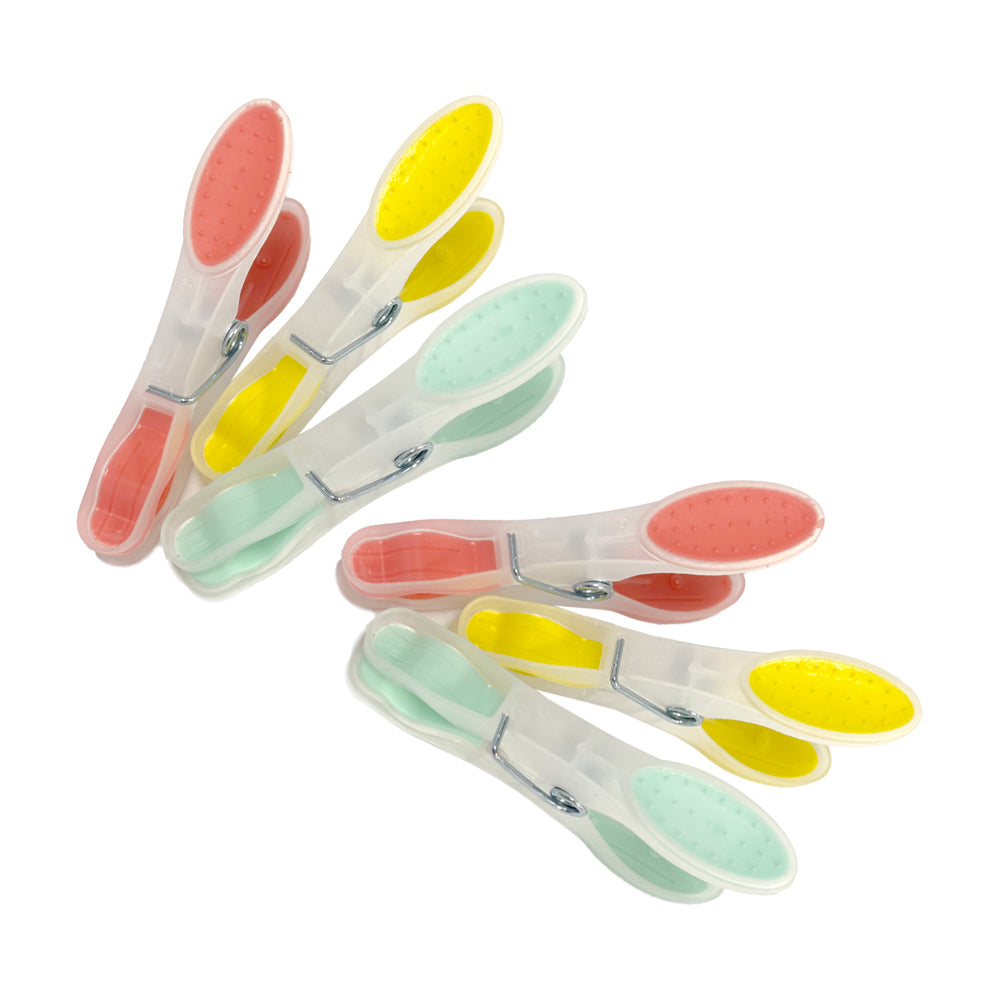 10x12pc Soft Touch Clothesline Laundry Pegs Assorted