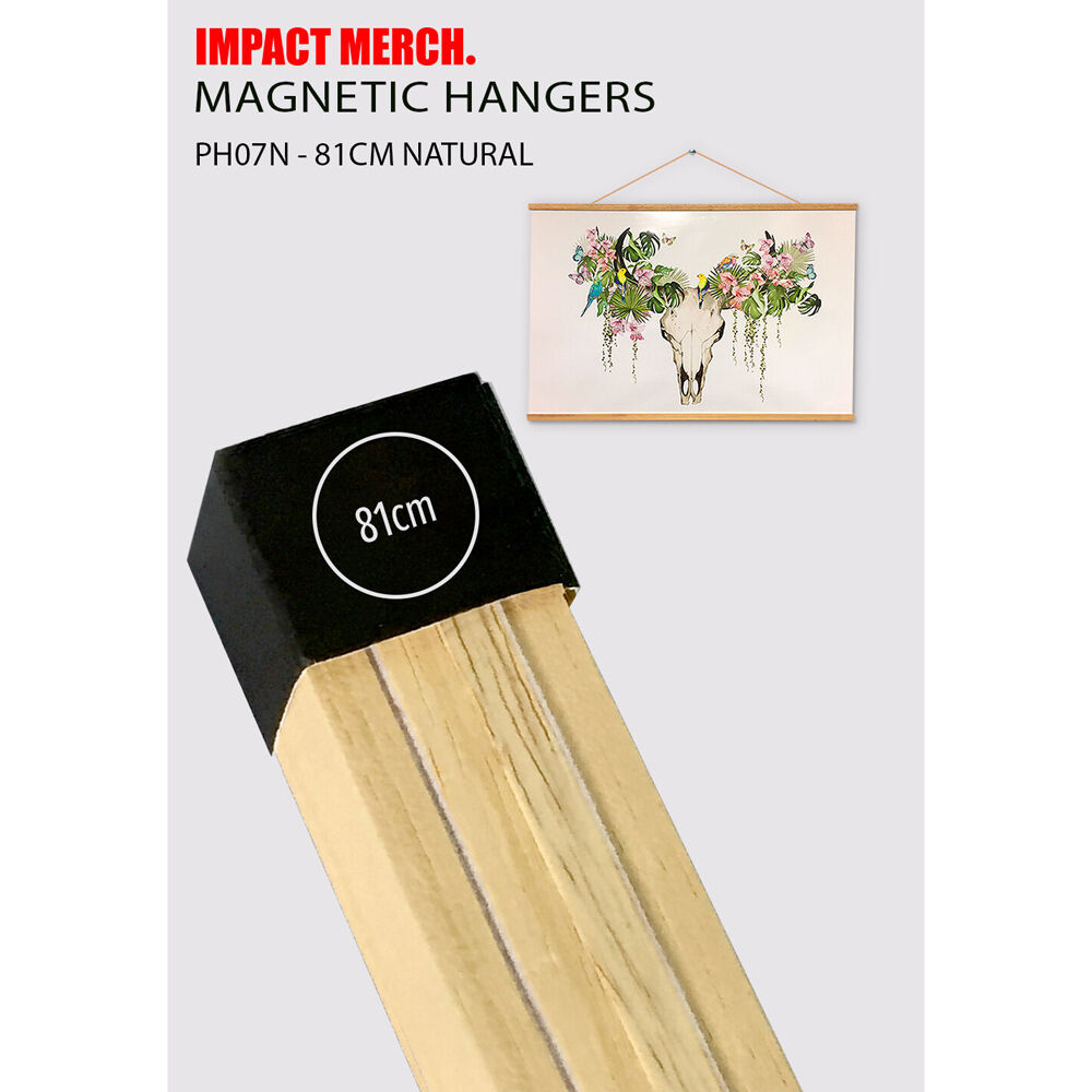 2PK Impact Merch Wooden Magnetic Hangers 25x81cm - Natural