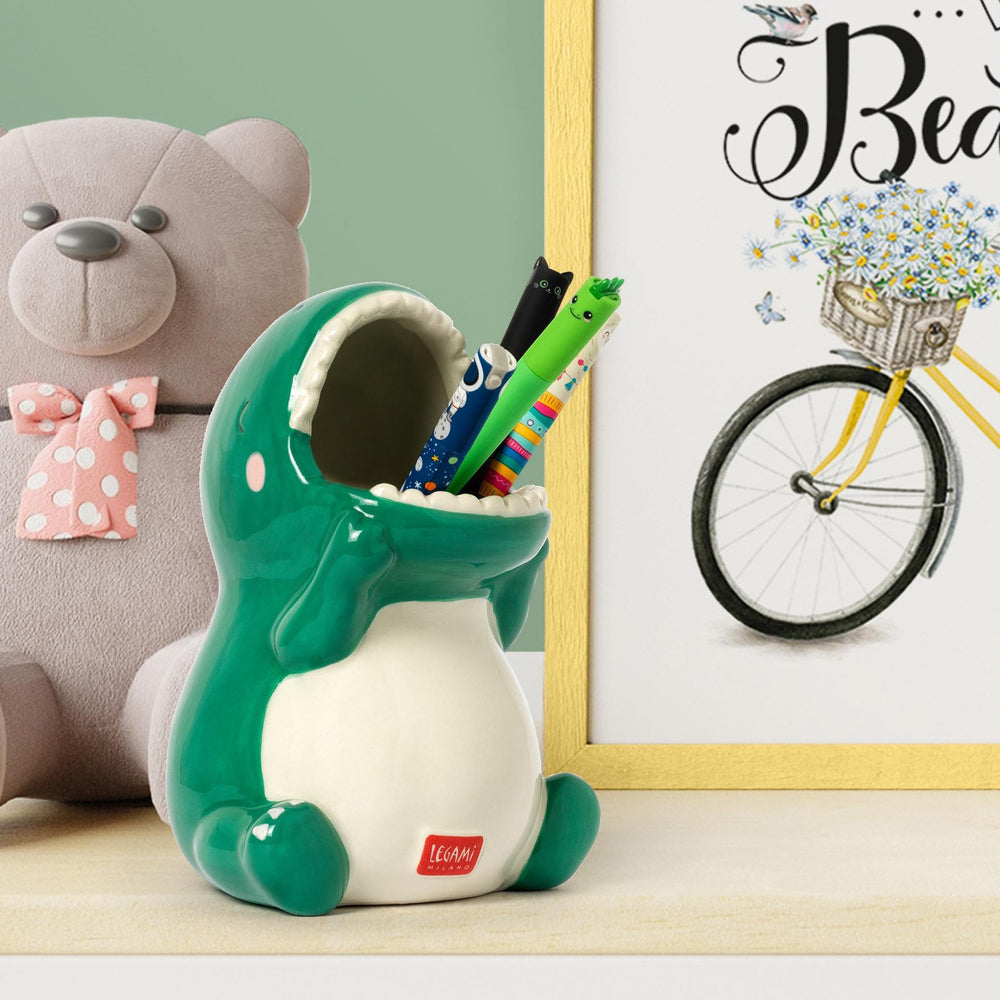 Legami Desk Friends Ceramic Pen/Ballpen Pencil Holder - Dino