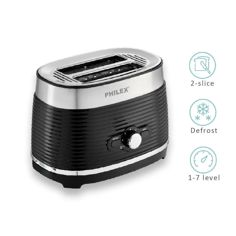 Philex 2-Slice Retro Electric Bread Toaster 815W - Black