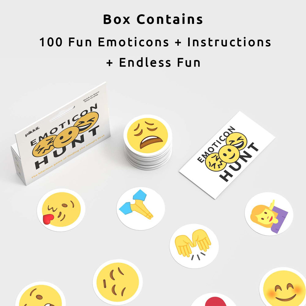 100pc Pikkii Emoticon Hunt 3-Players Card Game Set 10.5cm Kids/Family 3y+