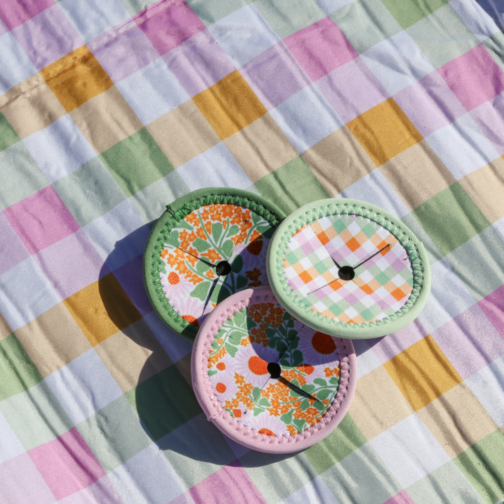 8PK Splosh Picnic Spring Check Wine Glass Coaster 9.5cm