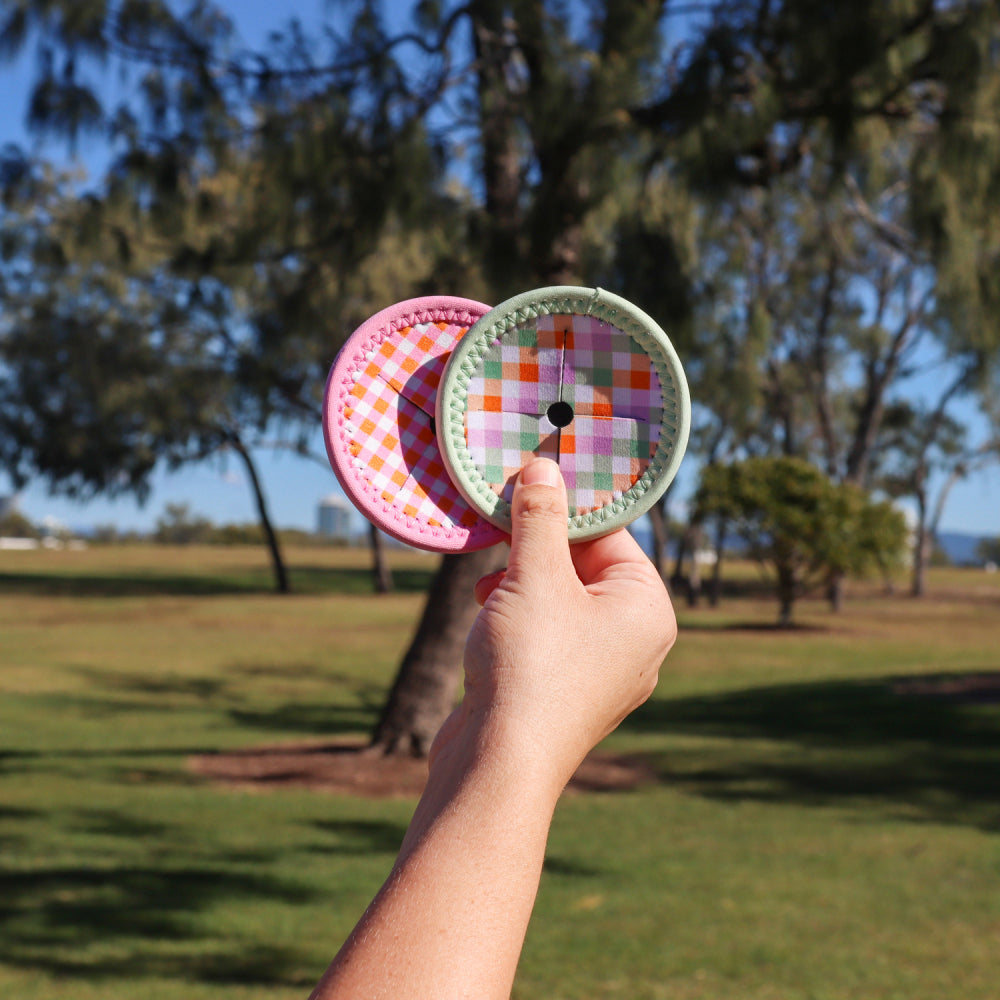 8PK Splosh Picnic Spring Check Wine Glass Coaster 9.5cm